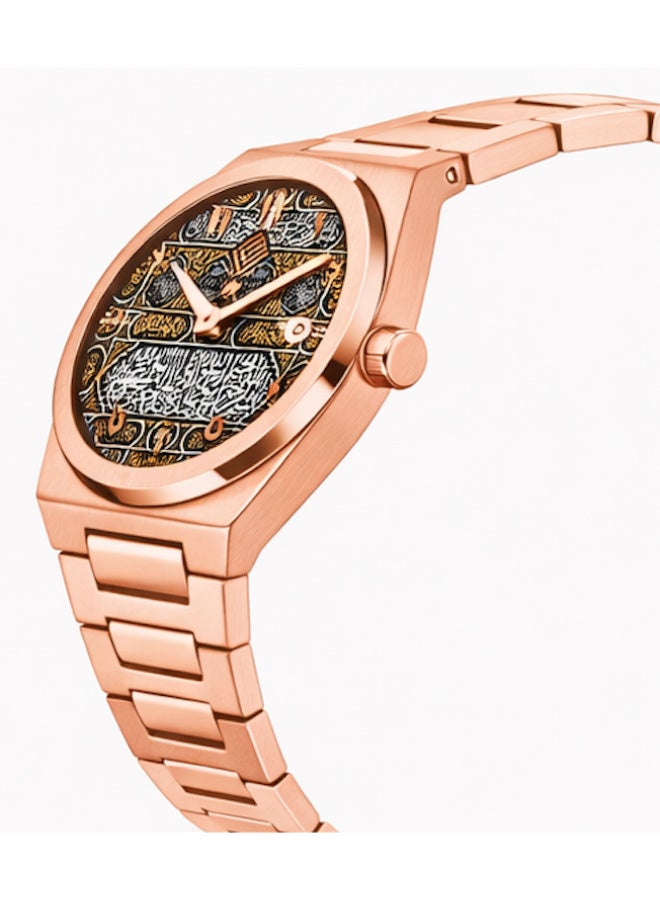 FG UNITED Mens Thin Design Rose Gold Tone Stainless Steel Arabic Dial Watch 41mm - FG7012 - Image 3